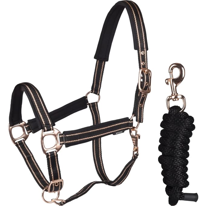 Horka - Halsterset Deluxe - Zwart Rosegoud - Full