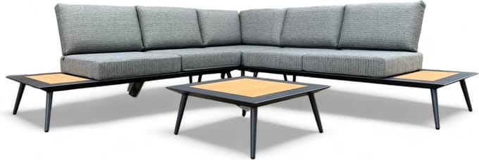 Loungeset / Hoekset Bergamo Antraciet met koffietafel