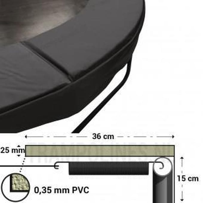 Magic Jump Trampoline Beschermrand 270 cm Zwart - Ronde trampoline rand - Extra breed randkussen