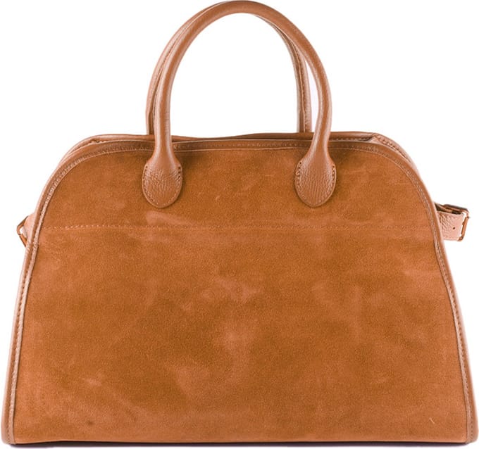 Giuliano lederen handtas Marion - Cognac - Suède - Made in Italy