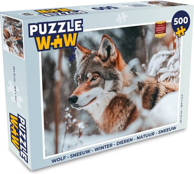 Puzzel Wolf - Sneeuw - Winter - Dieren - Natuur - Sneeuw - Legpuzzel - Puzzel 500 stukjes