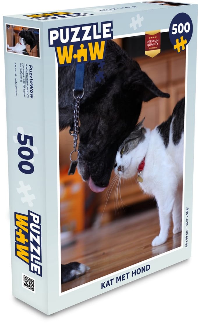 Puzzel Kat - Hond - Samen - Legpuzzel - Puzzel 500 stukjes