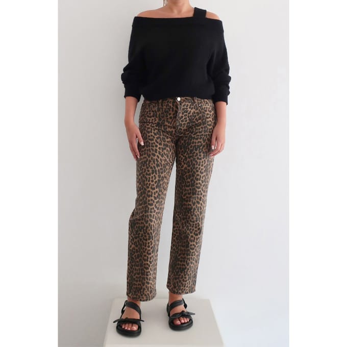 Dante6 Axelle Leopard Straight Jeans Multicolour Größe: 38 | Straight Jeans Outlet | Damen