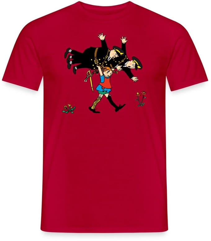 Pippi Langkous Pippi En De Politie T-Shirt Heren