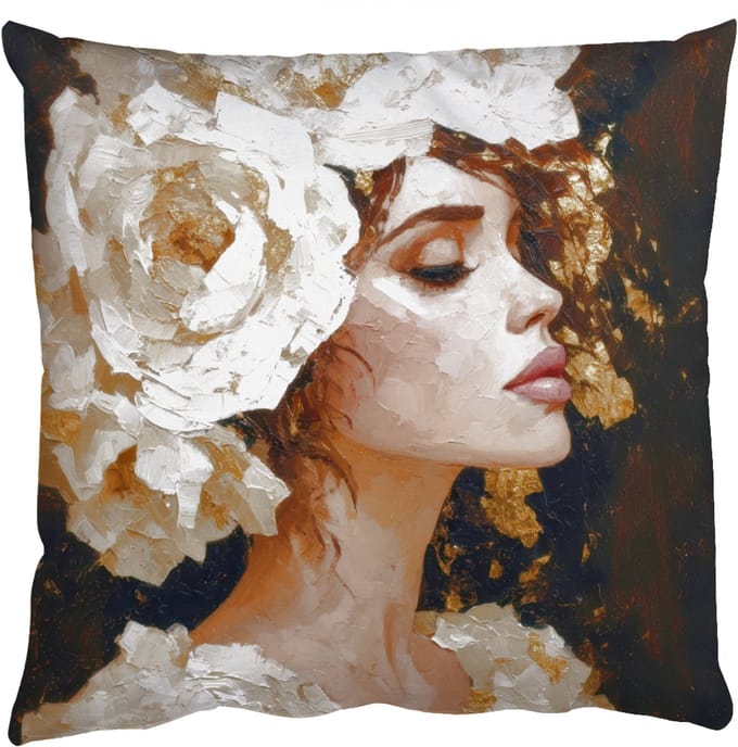 Sierkussens - Kussentjes Woonkamer - 60x60 cm - Abstract - Vrouw - Bloemen - Wit