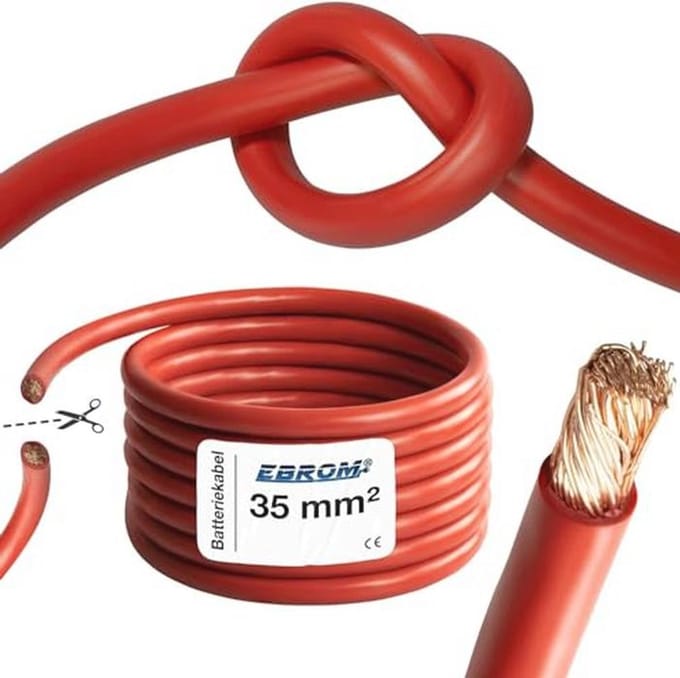 Zeer Flexibele Accukabel 35 mm2 | Oplaadkabel per Meter | 100% OFC Koper