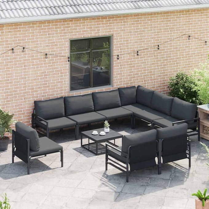 vidaXL - Tuinbank - Set - 10 - st - Zwart - Staal