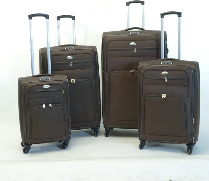 Kofferset Banerle - 4 Delig Softcase - 4 Wielen Reisbagage - Coffee