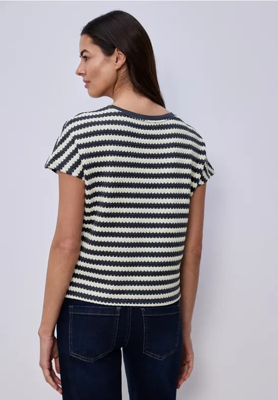 Shirt met losse schouders en strepen