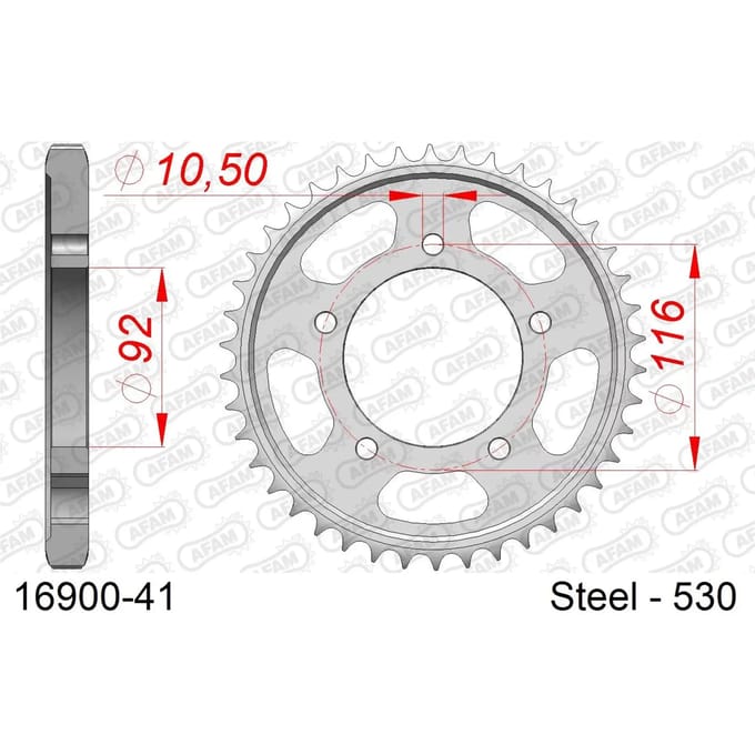 Stalen tandwiel Afam 530 41 dents