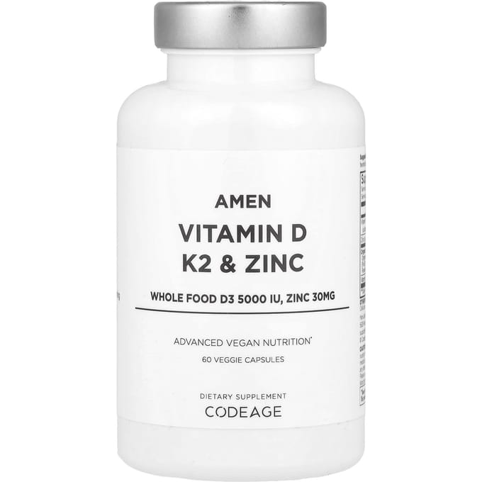 Amen, Vitamine D, K2 en Zink, 60 Veggie Capsules