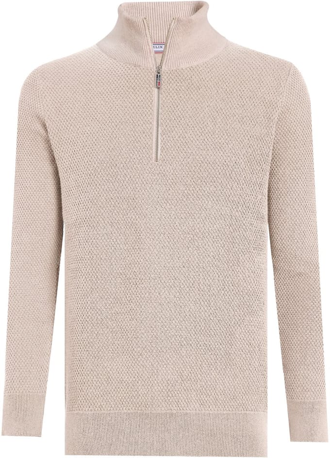 Felix Hardy Pullover Met Halve Rits - 100% Katoen Heren Beige - M