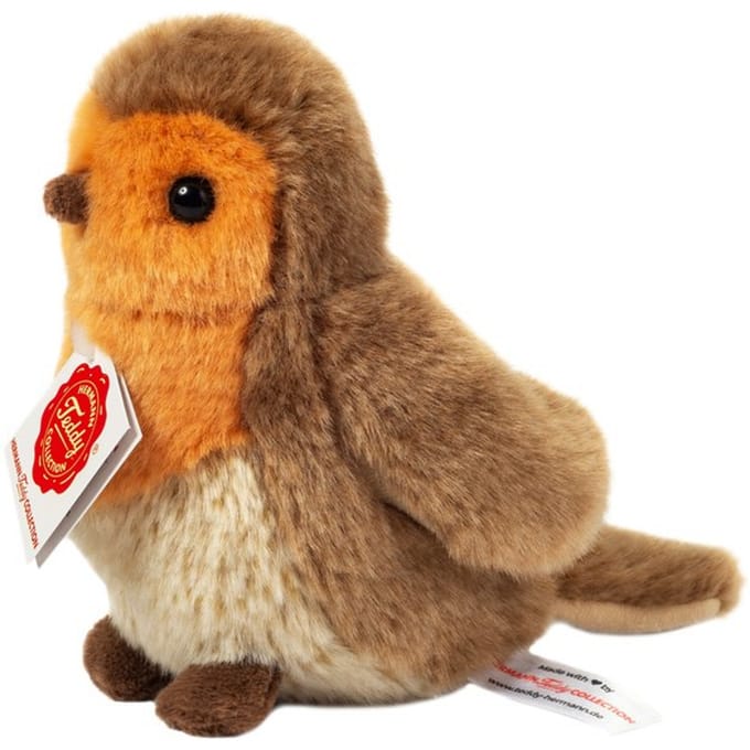 Teddy Hermann Knuffel Roodborstje - Zachte pluche vogel - 15 cm