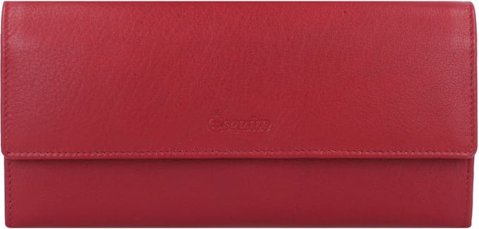 Esquire Leren Portemonnee RFID Wallet With Flap Red Rood
