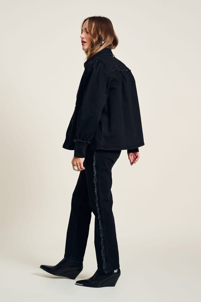POM Amsterdam Blouse - Denim Washed Black Größe: 34 | Blusen Outlet | Damen | Blau