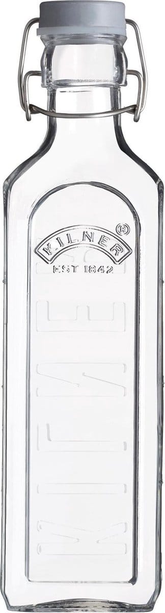 Kilner vierkante glazen fles met grijze beugelsluiting 600ml