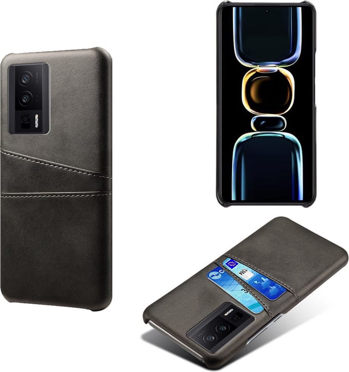 Backcover met Opbergvakjes + PMMA Screenprotector voor Xiaomi Poco F5 Pro _ Zwart