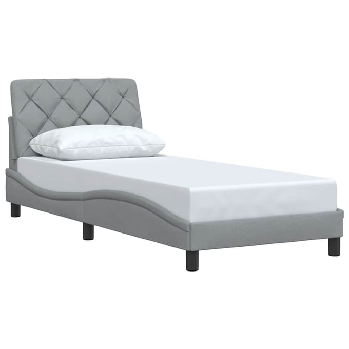 vidaXL - Bedframe - zonder - matras - 90x200 - cm - stof - lichtgrijs