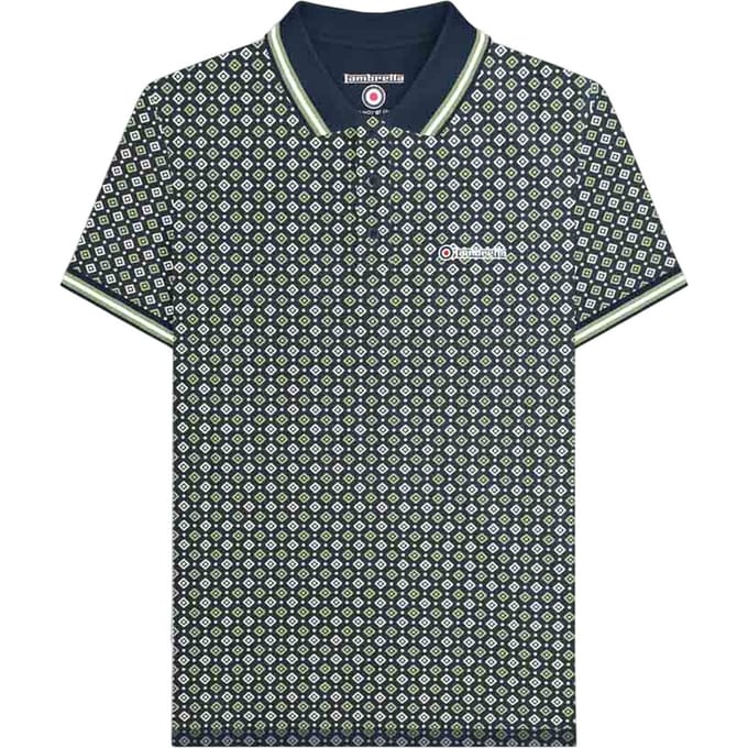Lambretta Heren Geometrisch Poloshirt (Marine/Basil)