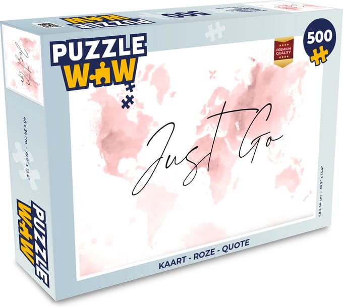 Puzzel Kaart - Roze - Quote - Legpuzzel - Puzzel 500 stukjes
