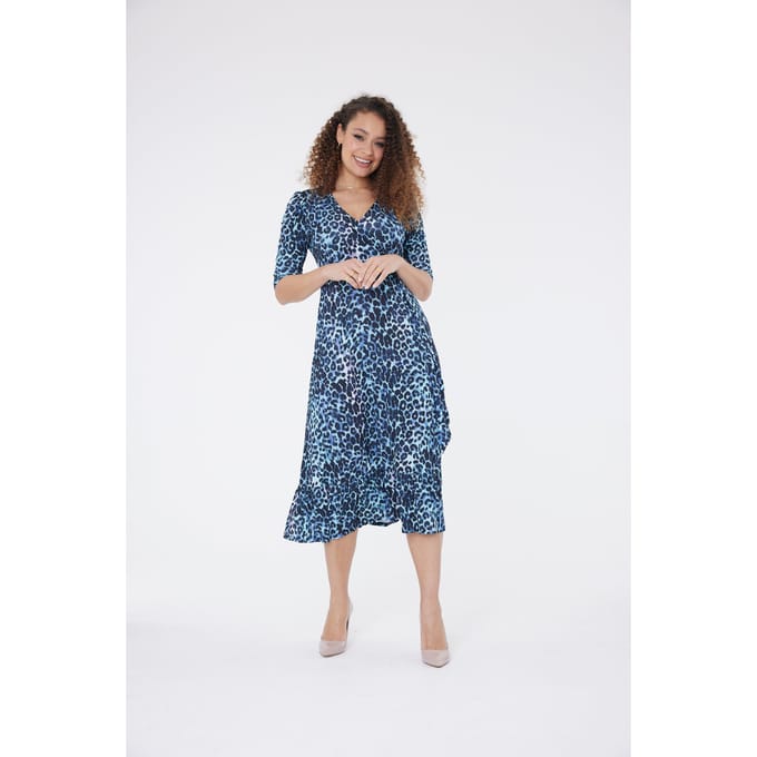 Claire Jurk met Dierenprint - Blauw