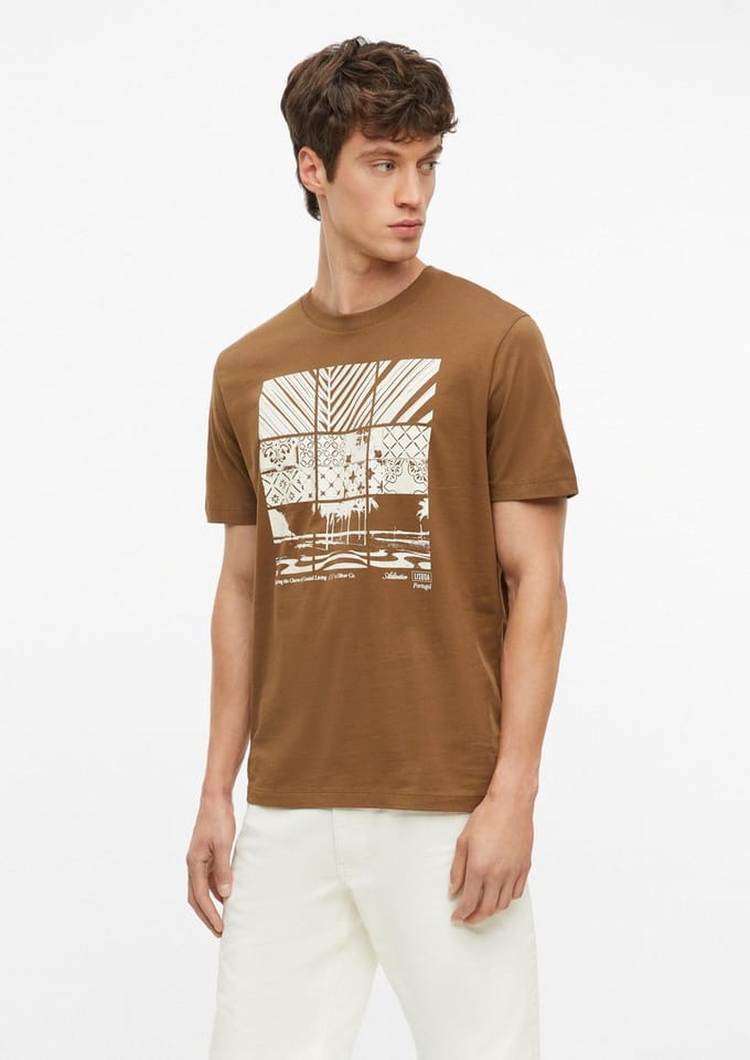 Zachte katoenen T-shirt met frontprint en geribbelde rand s.Oliver