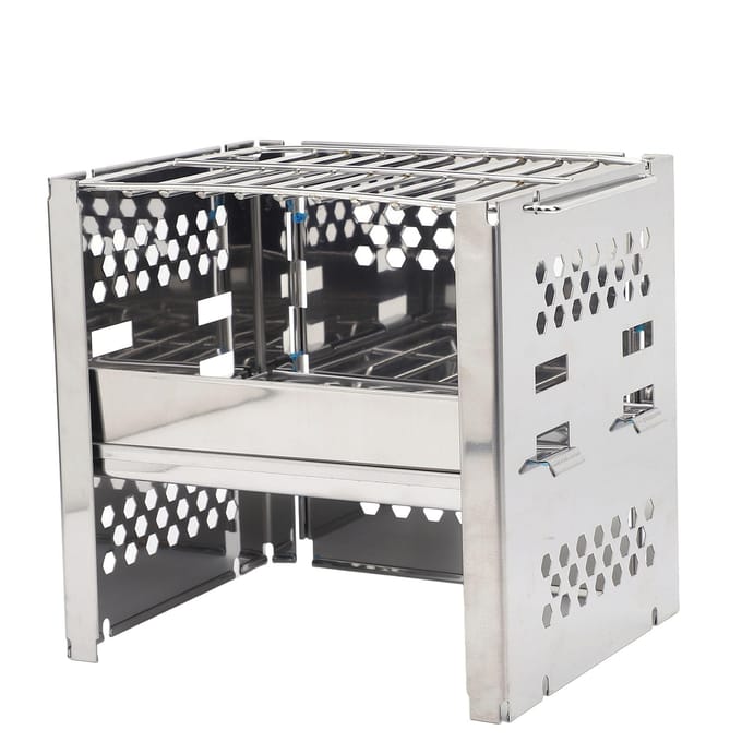 Opvouwbare Draagbare Houtskoolgrill Mini Multifunctioneel Roestvrij Staal Campingfornuis Windscherm voor black