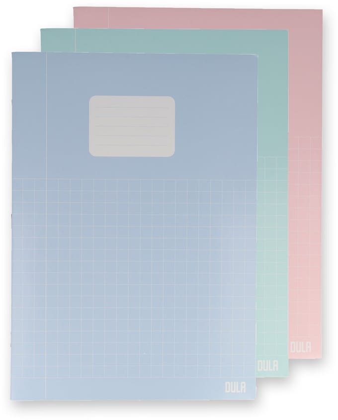 DULA Schriften A4 Ruit 10mm Kantlijn Pastel 5 stuks - Schoolschrift