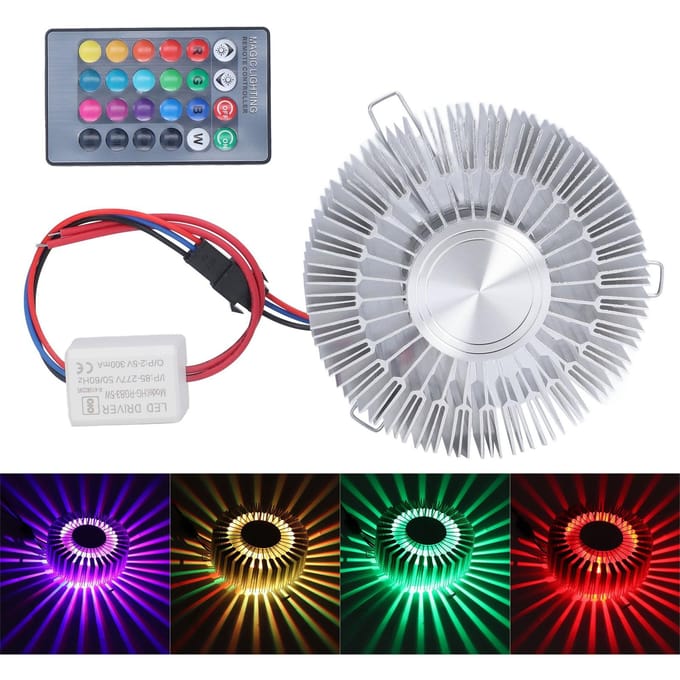 Zonnebloem Wandlamp Aluminium 3W RGB LED Aluminium Wandlamp met Afstandsbediening voor Slaapkamer Nachtkastje