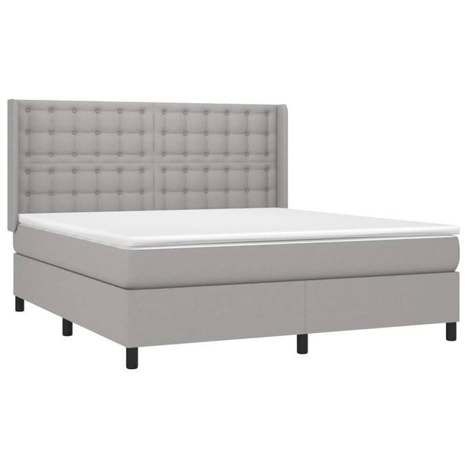 vidaXL - Boxspring - met - matras - stof - lichtgrijs - 160x200 - cm