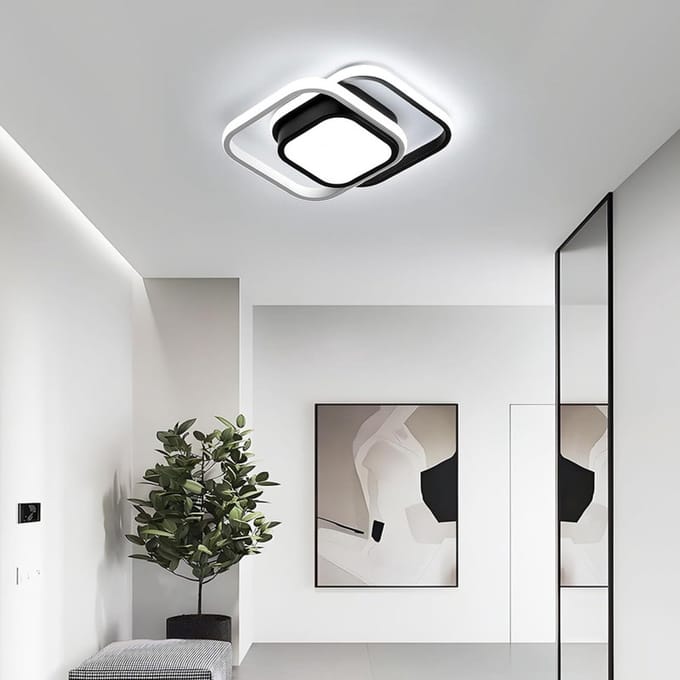 Dubbele vierkante LED-plafondlamp - zwart-wit, 32W, 6500K wit licht