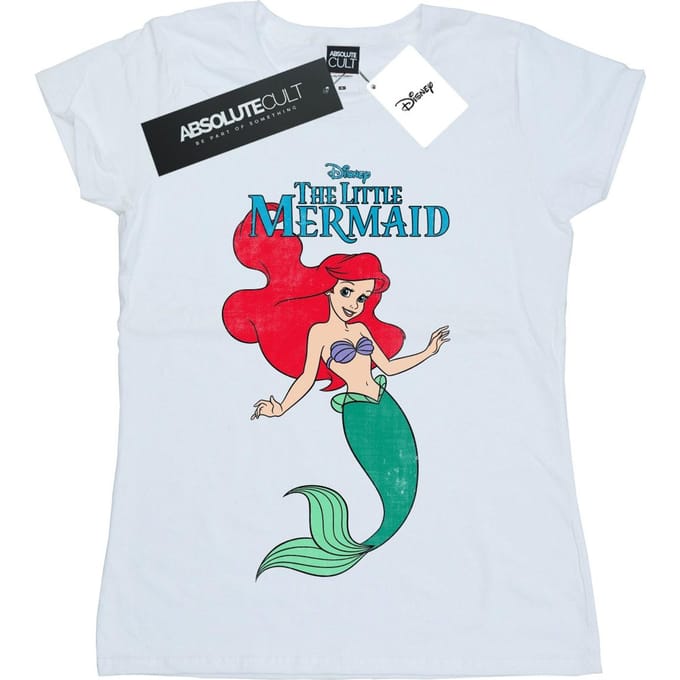 Disney Dames/Dames De Kleine Zeemeerminlijn Ariël Katoenen T-Shirt (Wit)