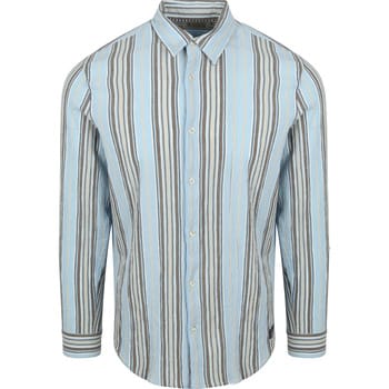 Overhemd Lange Mouw Scotch &amp; Soda Overhemd Crinkled Stripe Lichtblauw