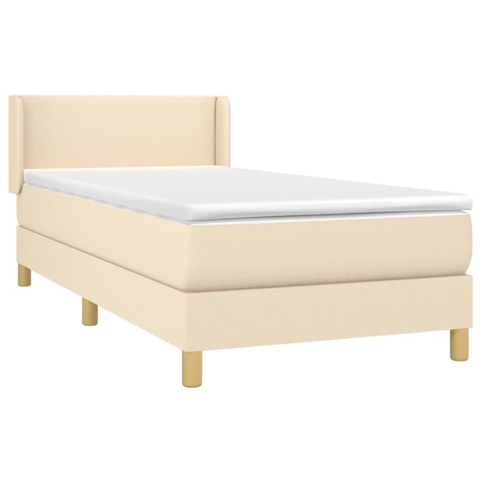 vidaXL - Boxspring - met - matras - stof - crèmekleurig - 80x200 - cm