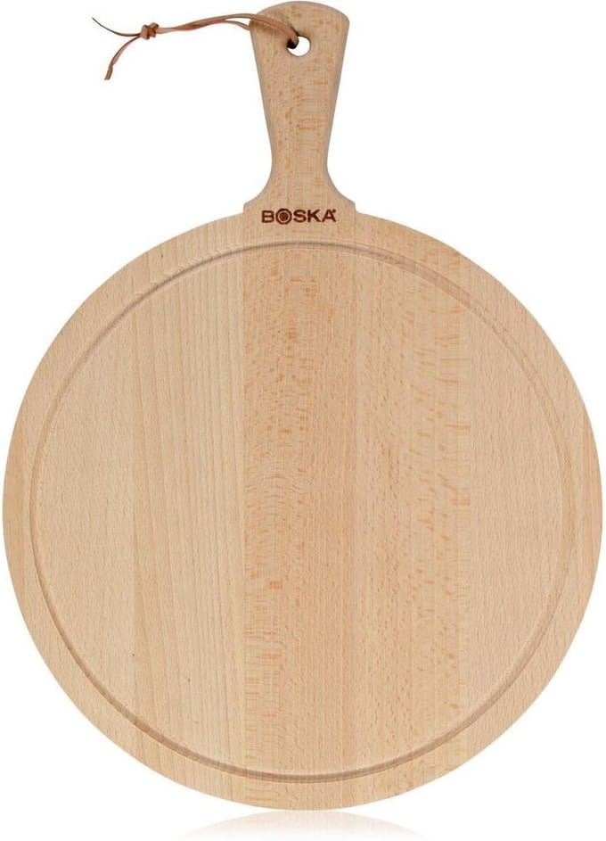 Boska Serveerplank Rond Amigo L - Borrelplank met Handgreep - Rustiek Beukenhout - Bruin - Ã˜ 33 cm