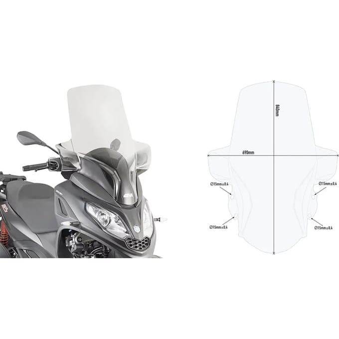 Scooter voorruit Givi Piaggio MP3 300 HPE (2019 à 2020)