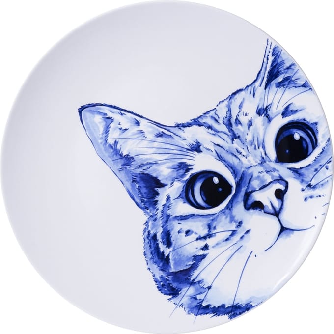 Heinen Delfts Blauw - Wandbord Poes - Delfts blauw - Keramiek - 31 cm