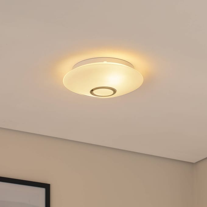 Argon Plafondlamp Cyril van glas, wit-messing