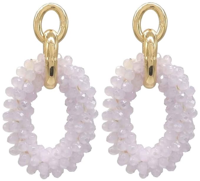 Oorbellen met Glaskralen - Facet Geslepen - 5x2,5 cm - Wit