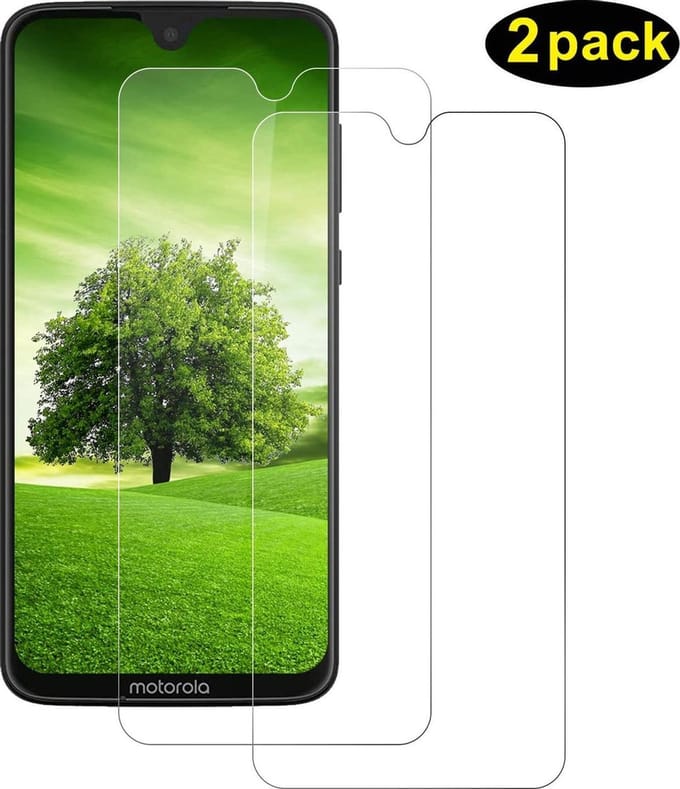 Screenprotector Glas - Tempered Glass Screen Protector Geschikt voor: Motorola Moto G7  - 2x