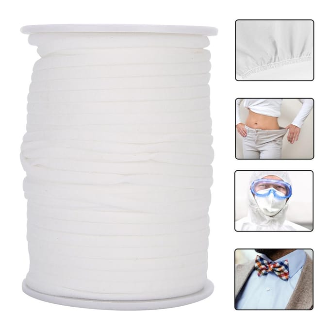 Elastiek 4mm Breedte 60 Yard Lengte Riemen Accessoire Nylon voor Mouwen Halslijnen Shorts Rokken white