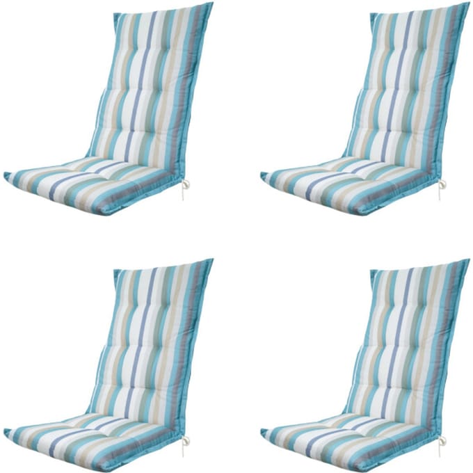 Madison - Tuinstoelkussen Hoge Rug Righe azure - Ca. 123x50 cm - Set van 4