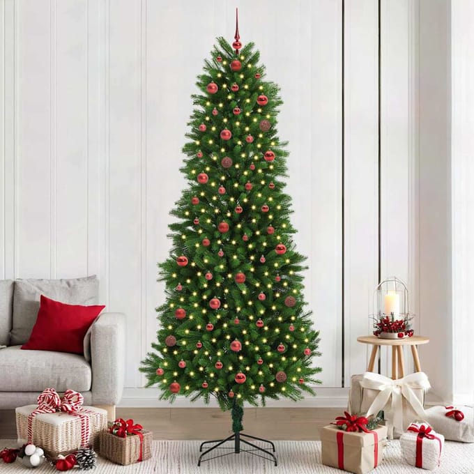 vidaXL - Kerstboom - met - 300 - LED - met - standaard - Groen - 240 - cm - PE