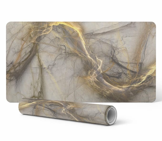 Elegante decoratieve bureauonderlegger met etherische, chaotische lijnen, 100x50 cm