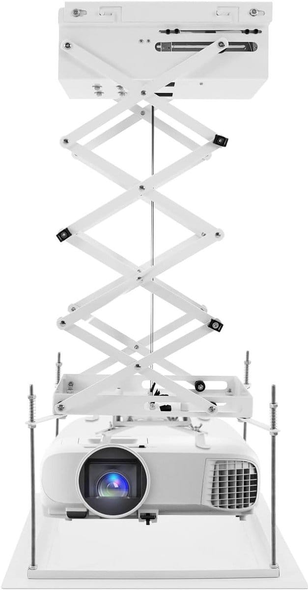 Projector Beugel - Plafondhouder - Thuisbioscoop Creëren - Elektrisch Verstelbaar - 50x50cm Bodemplaat - Wit
