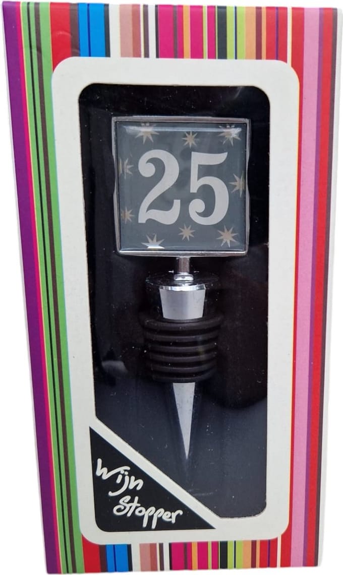 Wijnstopper - afsluiter - wijn stopper - grappig - "25" - kurk - cadeau - presentje