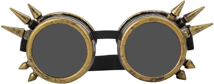 Steampunk Goggles voor Cosplay, Vintage Winddichte Dubbel Laags Bril met Stekels en Retro Design
