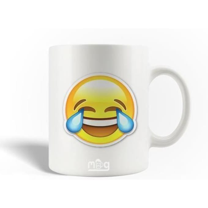 Mug en Céramique - Emoji - Rire - 30cl - Blanc - Compatible Lave-Vaisselle blanc