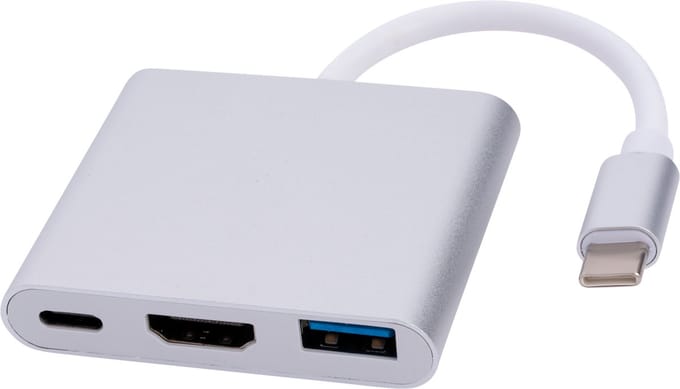 USB-C Hub 3-in-1 – HDMI 4K – USB-A – USB-C Power Delivery – Aluminium Adapter voor Laptop en MacBook
