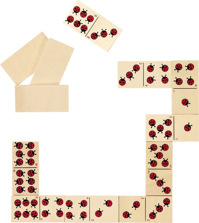 GOKI Domino - Lieveheersbeestjes - 28 Blokjes - Hout - 3 Jaar